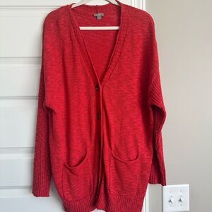 J. Jill Red Button-Front Cardigan Sweater